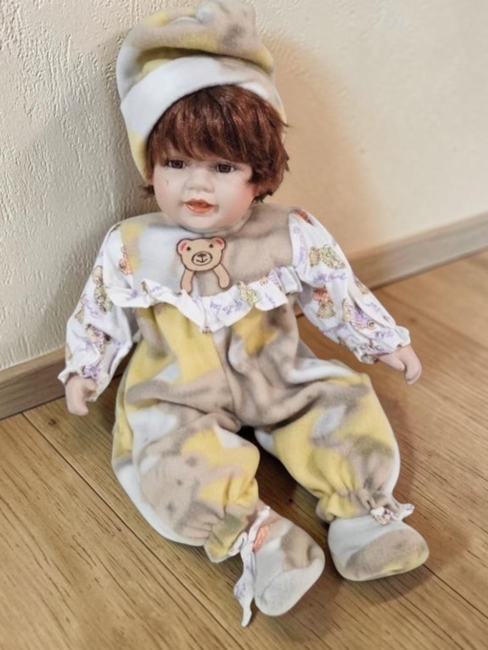 18in Vintage Baby Doll in Bear Outfit Plush Costume